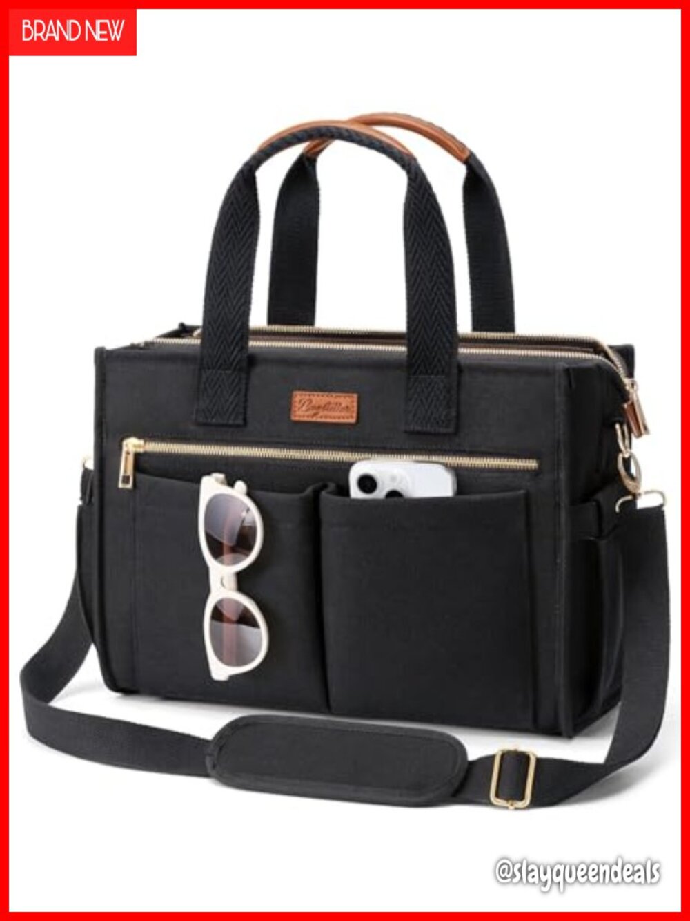 Canvas Tote Bag Women 15 Pockets Work Laptop Crossbody Nurse Teacher